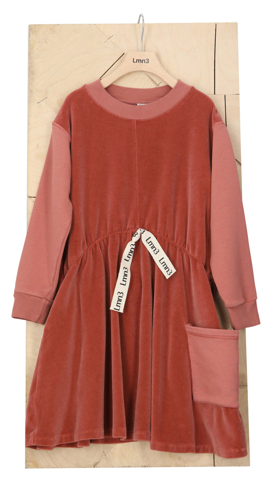 long sleeve lmn3 girls dress 21 in brick color