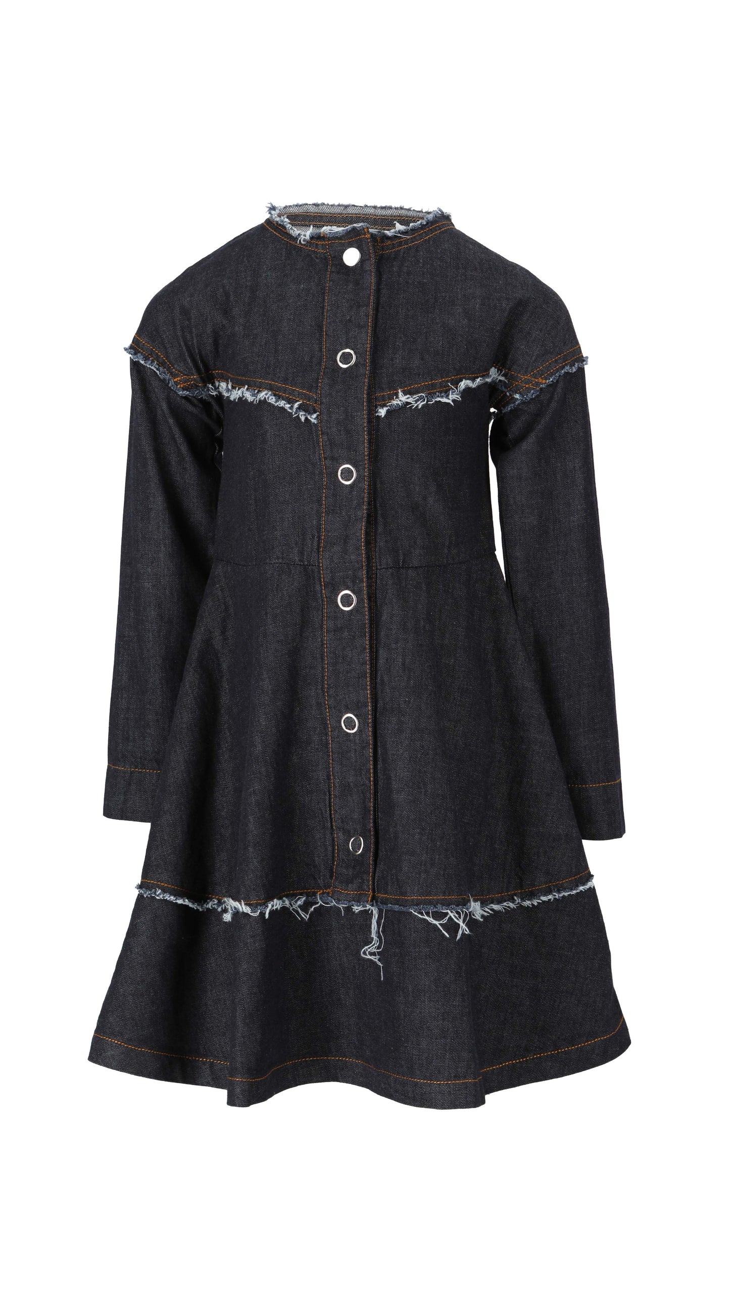 long sleeve lmn3 girls denim dress 23 in blue color