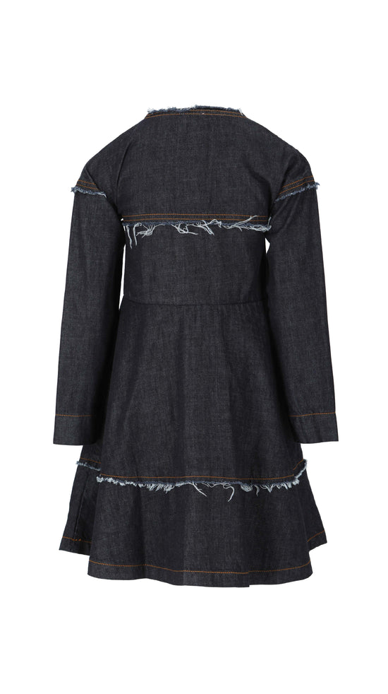 long sleeve lmn3 girls denim dress 23 in blue color