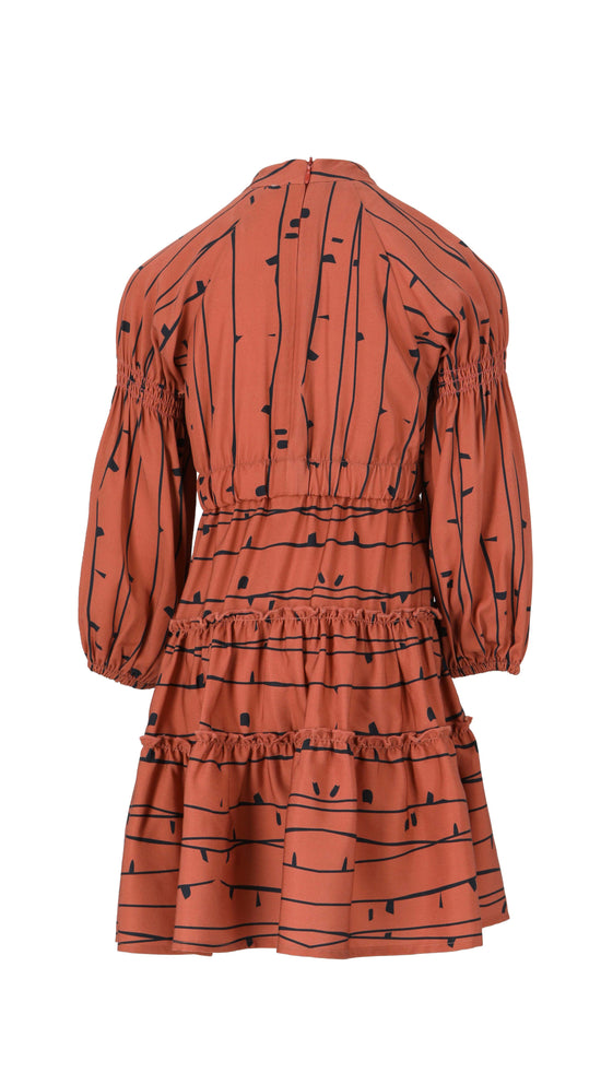 long sleeve lmn3 girls dress 28 in  brick color print
