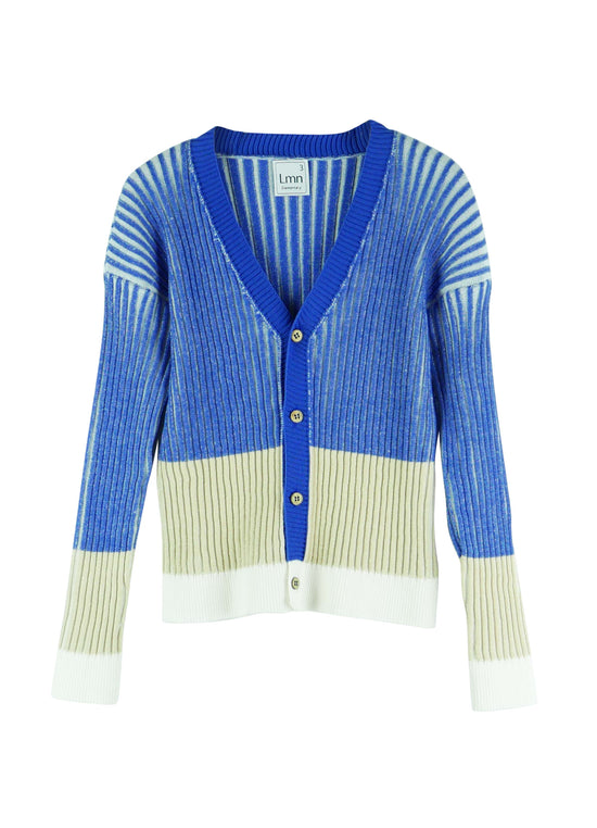 Knitted Cardigan Nr. 18 - Blue-Beige