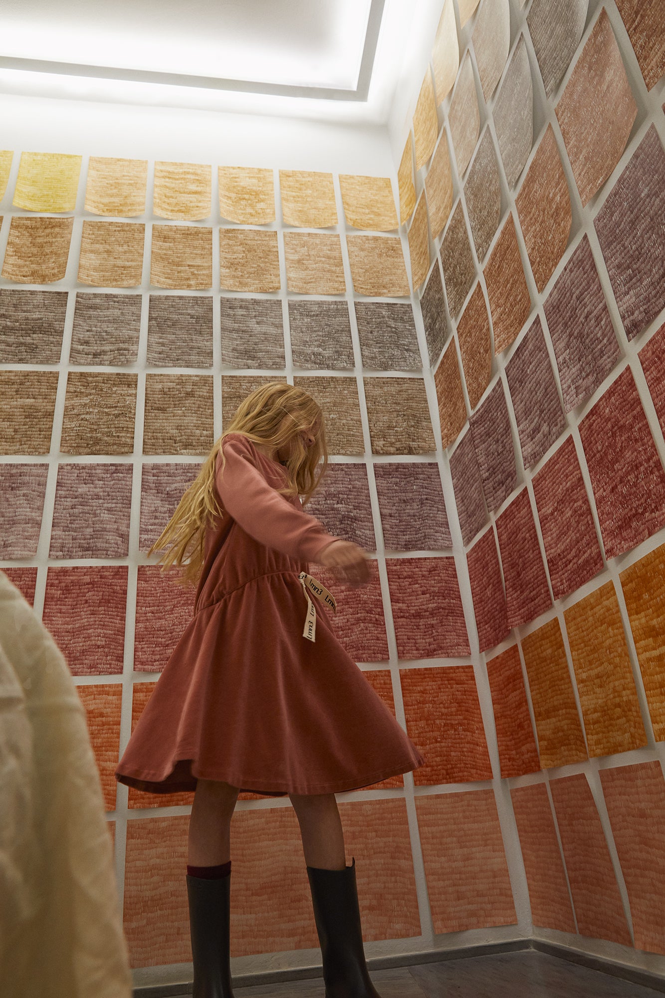 girl in lmn3  long sleeve dress 21 in brick color